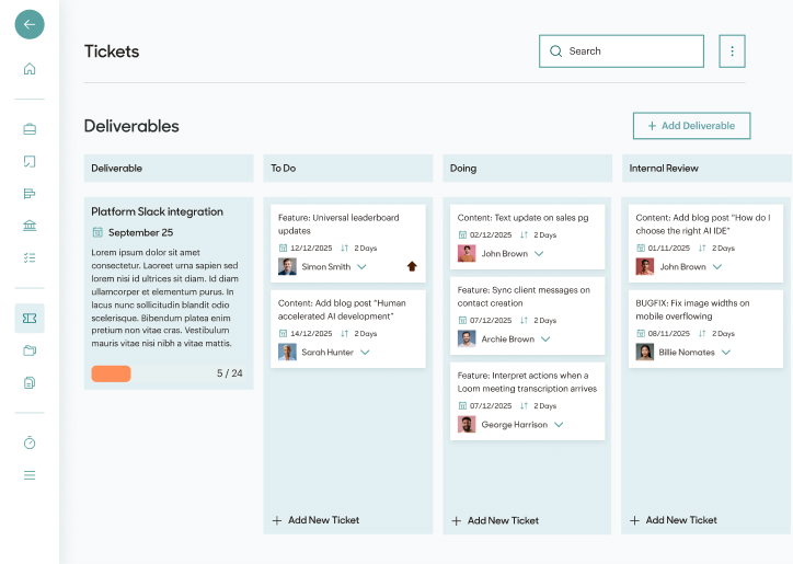 Actually ticketing system showing project management